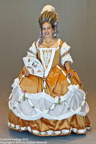 Reproduction 18th Century Orange Court Dress. Photo by Andrew Schmidt 