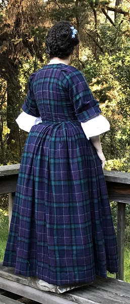 1740s Reproduction Plaid Dress Panier Back.