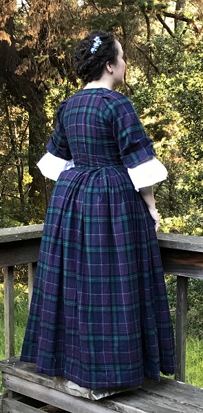 1740s Reproduction Plaid Dress Panier Right Quarter View. 