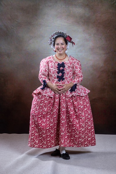 Reproduction 1760s Pet en l'air at Costume College August 2022. Simplicity S8578. Photo by Mark Edwards Photography. 