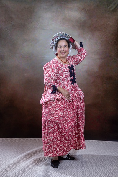 Reproduction 1760s Pet en l'air at Costume College August 2022. Simplicity S8578. Photo by Mark Edwards Photography. 