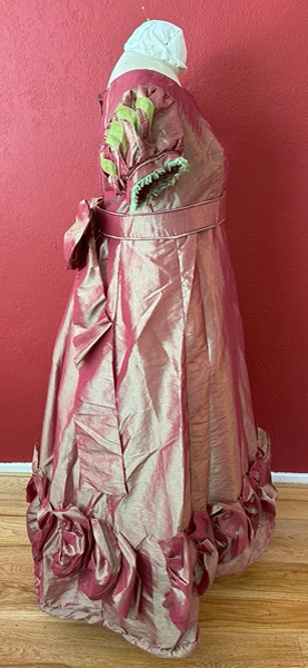 Reproduction 1820s Orange Figured Ballgown Right. Laughing Moon 138. 