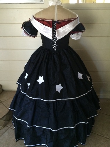 Reproduction Mid Victorian Dark Navy Ballgown Back