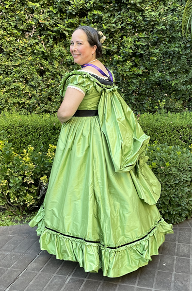 Reproduction 1860s Apple Green Ballgown at Costume College July 2022. Truly Victorian TV416.  