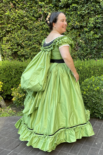 Reproduction 1860s Apple Green Ballgown at Costume College July 2022. Truly Victorian TV416.  