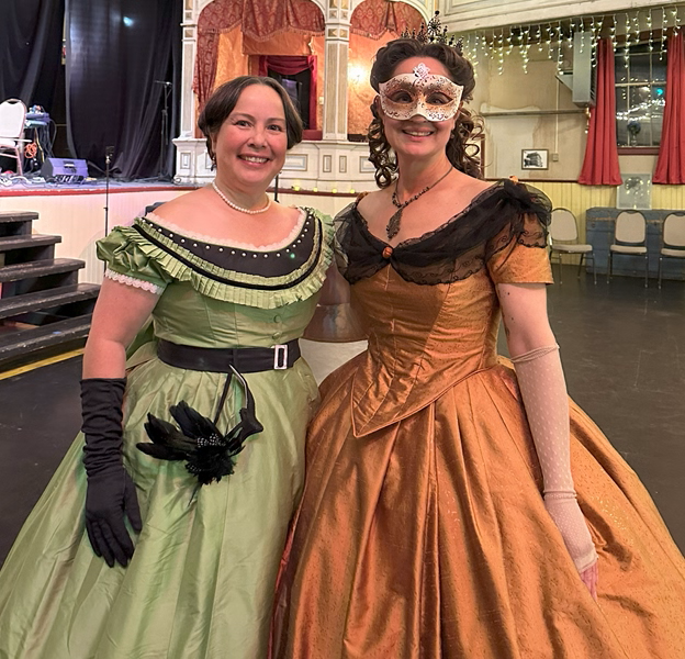 Reproduction 1860s Apple Green Ballgown at Nevada Statehood Ball October 2023. Truly Victorian TV416.  