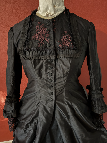 1870s Reproduction Black Watteau Detail. 