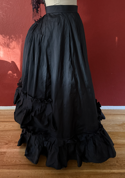 1870s Reproduction Black Watteau Silk Underskirt Right.