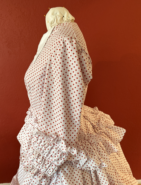 1870s Red Polka Dotted Dress Bodice Left. Vogue V1537