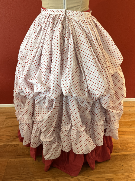 1870s Red Polka Dotted Overskirt Back.
