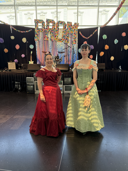 Reproduction 1890s Burgundy Ballgown at Crocker ArtMix Prom 2025. 