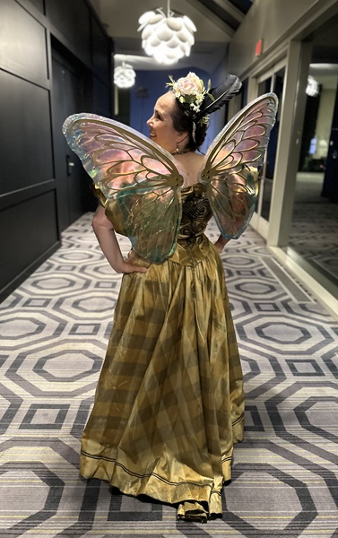 Reproduction 1890s Goldiplaid Dress at Costume College 2023. Truly Victorian TV490 and McCall's M8231.