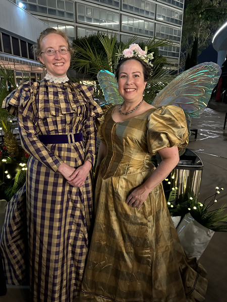 Reproduction 1890s Goldiplaid Dress at Costume College 2023. Truly Victorian TV490 and McCall's M8231.