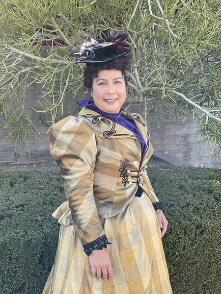 Reproduction 1890s Goldiplaid Dress Bodice at Rossum House in Phoenix March 2022. McCall's M7732.