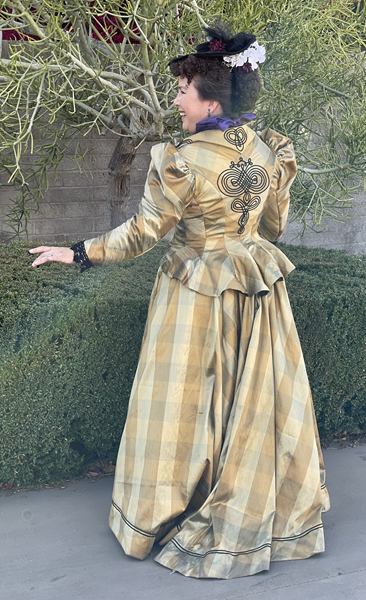 Reproduction 1890s Goldiplaid Dress at Rossum House in Phoenix March 2022. McCall's M7732 and M8231. 