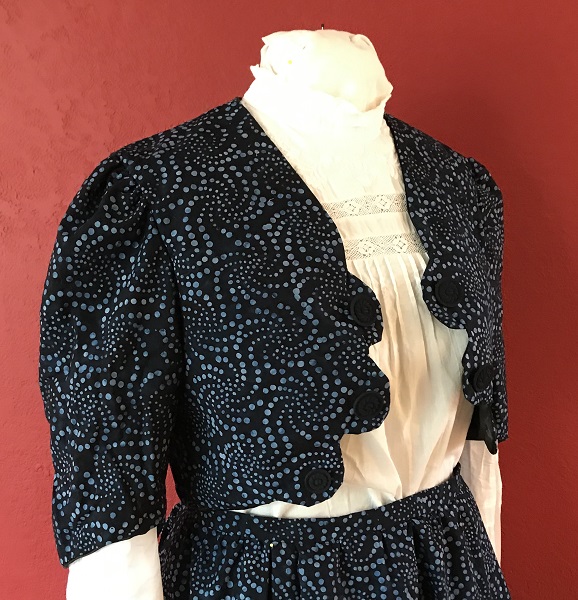 1900s Inspired Navy Blue Batik Jacket Right Quarter View 