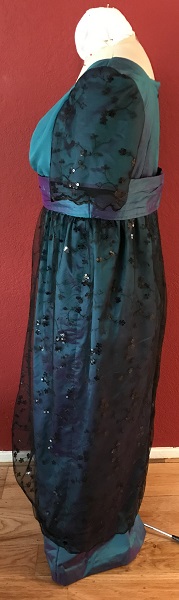 1910s Reproduction Teal Evening Dress Left. 