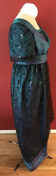1910s Reproduction Teal Evening Dress Right.
