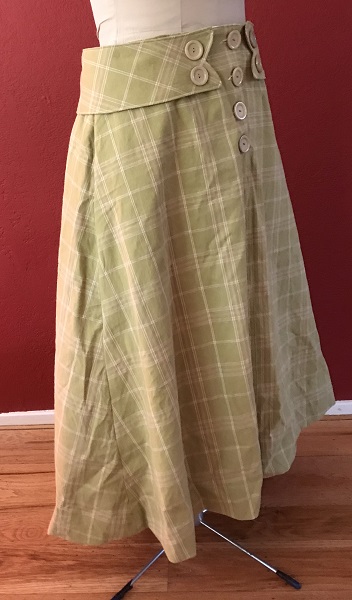 Reproduction 1916 Green Plaid Suit  Skirt  Quarter View 