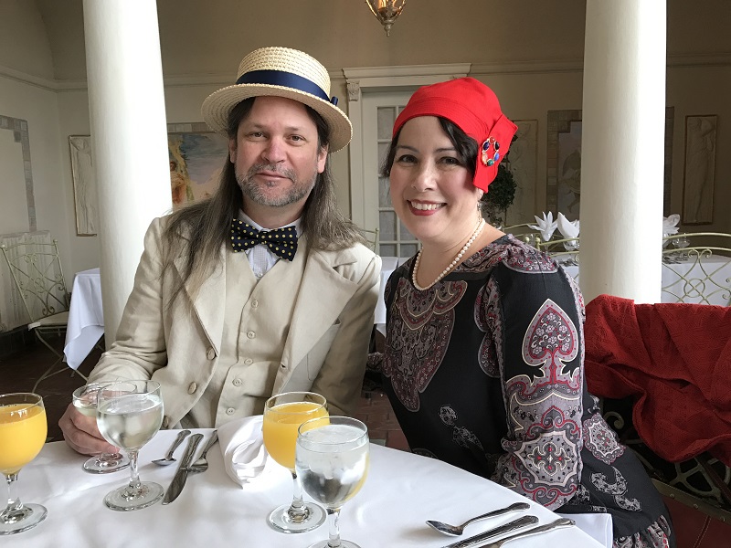 1924 Reproduction Black Print dress at Grand Island Mansion. April 2017.