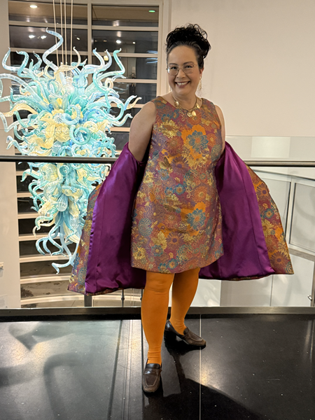 1960s Vibe Orange Multi Coat Dress at Crocker ArtMix Runway January 2026. . Vogue V1537 