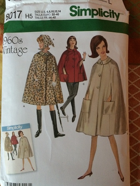 Simplicity 8017 - 1960s cape pattern 