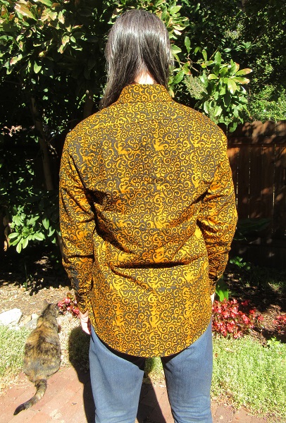 2010s Men's Orange and Black Batik Shirt Vogue V9220 Front. 