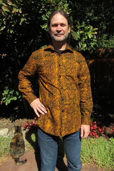 2010s Men's Orange and Black Batik Shirt Vogue V9220