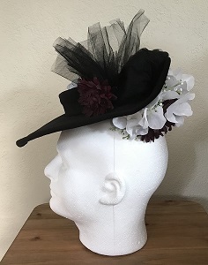 Reproduction Edwardian Black Velveteen Hat Butterick B6397 View D Left.