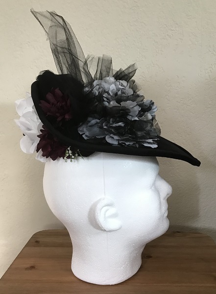 Reproduction Edwardian Black Velveteen Hat Butterick B6397 View D Right. 