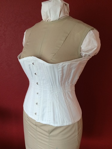 1900s Reproduction Straight S-Curve CorsetLeft Quarter View.