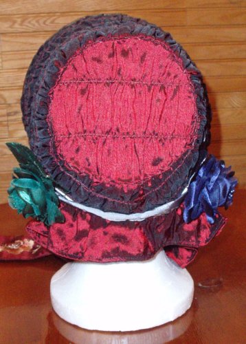 Reproduction Coal Shuttle Bonnet - Burgandy Faux Drawn - Back