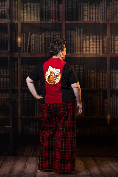 McQueen and This Is Fine at Costume College 2023. Simplicity 3688 and Butterick B5538. Photo by Mark Edwards Photography.