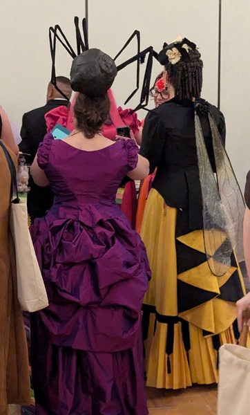 Reproduction 1880s Intergalactic Purple Evening Dress at Costume College August 2025.  