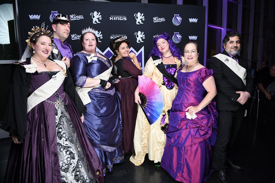 Reproduction 1880s Intergalactic Purple Evening Dress at Crocker ArtMix November 2024.  Photo by Dez Visions Photography. 