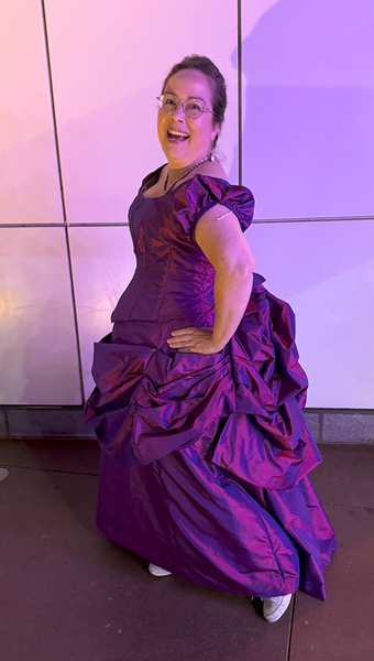 Reproduction 1880s Intergalactic Purple Evening Dress at Crocker ArtMix at Crocker ArtMix November 2024. 