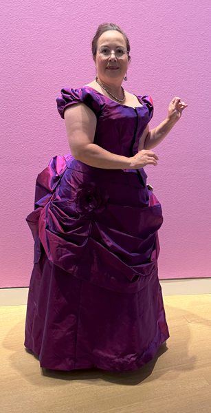 Reproduction 1880s Intergalactic Purple Evening Dress at Crocker ArtMix November 2024. 