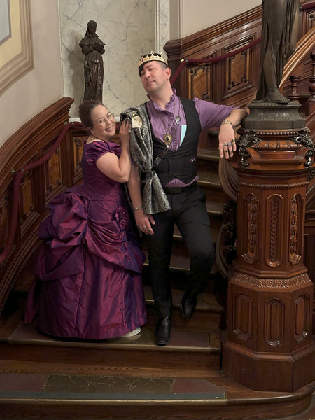 Reproduction 1880s Intergalactic Purple Evening Dress at Crocker ArtMix November 2024. 