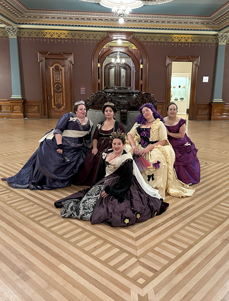 Reproduction 1880s Intergalactic Purple Evening Dress at Crocker ArtMix November 2024. 