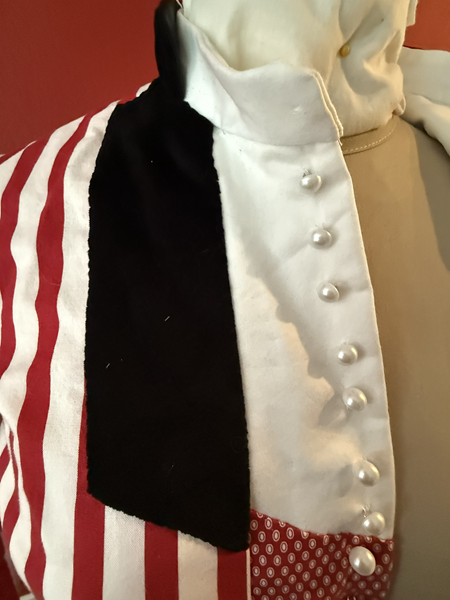 Reproduction 1885 Red Striped Bodice with Plastron Detail. Truly Victorian TV460 
