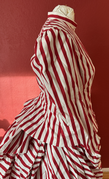 Reproduction 1885 Red Striped Bodice Right.Truly Victorian TV460 
