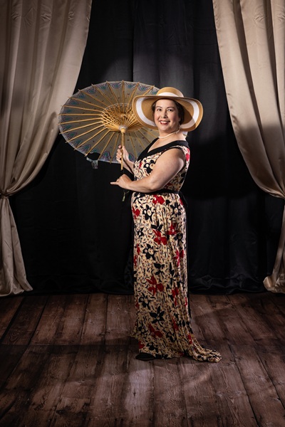 1930s Beach Pajamas at 			Costume College 2024. Photo by Mark Edwards Photographer.  Wearing History 3017. 