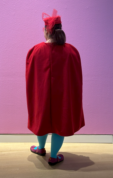 Red Cape Dress at Crocker ArtMix October 2024. 			 Vogue V1982. 