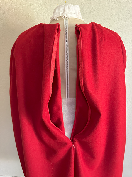 Red Cape Dress Detail. Vogue V1982. 