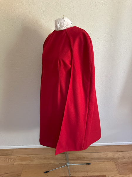 Red Cape Dress Left Quarter View. Vogue V1982.