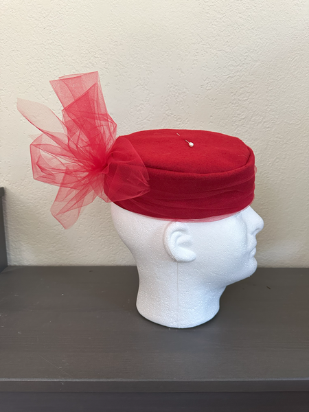 Red PillBox Hat Right.  